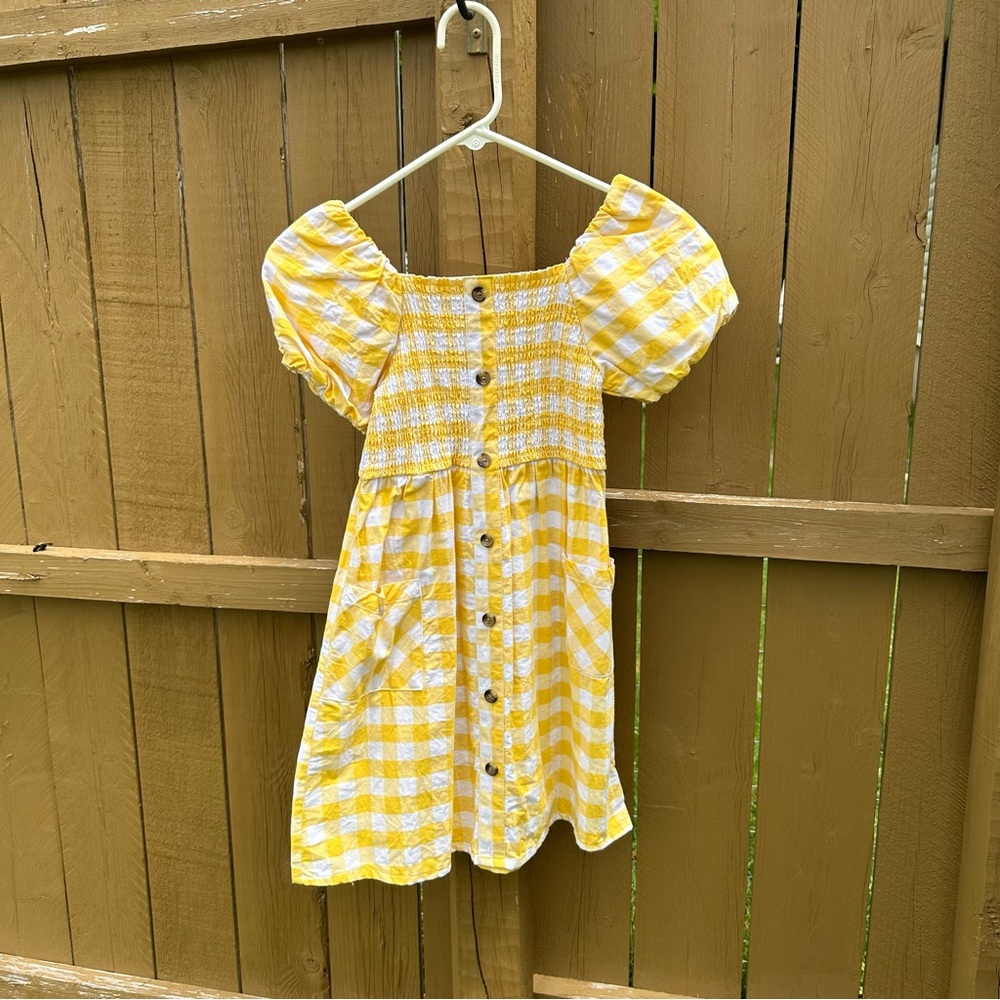 Yellow gingham wonder nation girls dress worn once!!